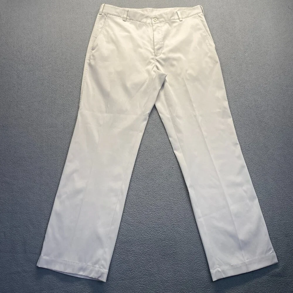 Nike Golf Tech Pants Mens 36x32 Ivory Dri Fit Straight Leg Preppy Classic